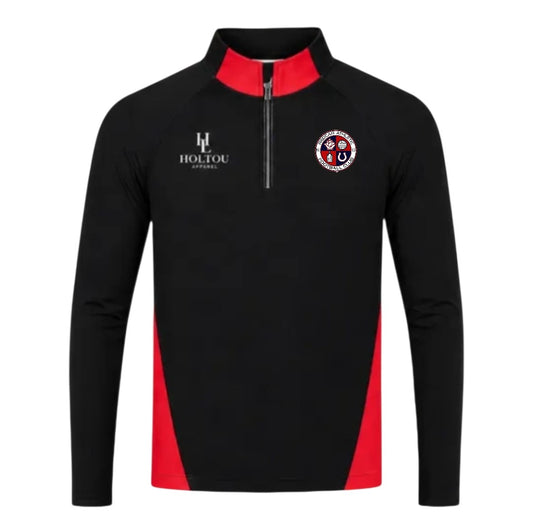 Red/Black 1/4 zip training tops