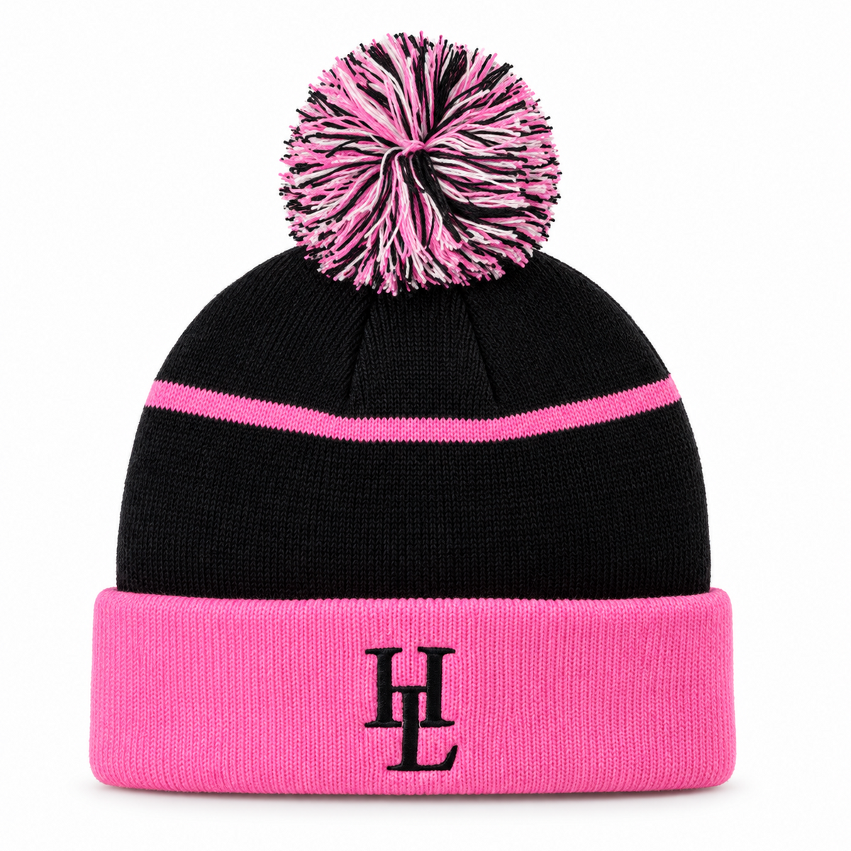 HOLLOU ICON BOBBLE BEANIE – PINK/BLACK