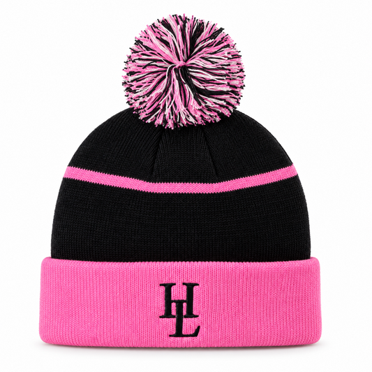 HOLLOU ICON BOBBLE BEANIE – PINK/BLACK